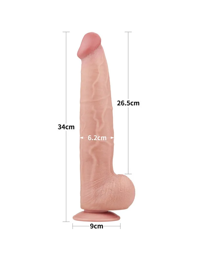 Lovetoy - Dildo - Sliding Skin Dildo - Lengte 34 cm - Lichte Huidskleur | Lovetoy Dildos