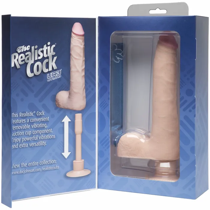 Realistic Cocks Dildos Realistic Cock Vib 9 inch Slim with Balls White