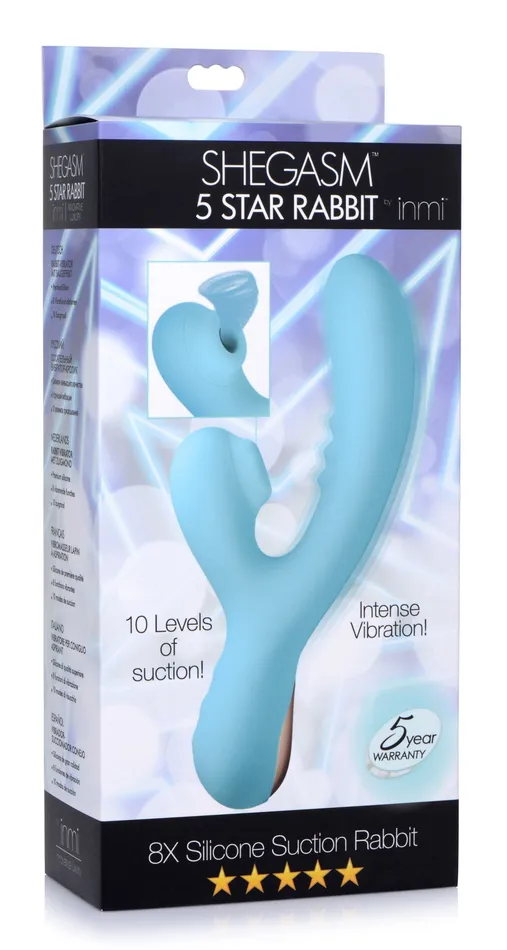 XR Brands inmi Vibrators 8x Silicone Suction Rabbit Teal XR Brands inmi Vibrators 8x Silicone Suction Rabbit Teal